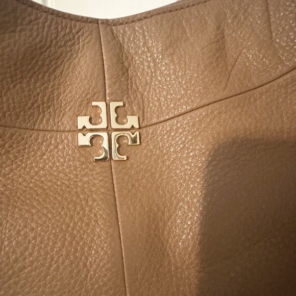 Tory Burch Ivy Hobo Shoulder Bag Brown Pebbled Leather Zip Around Expands - Picture 6 of 7